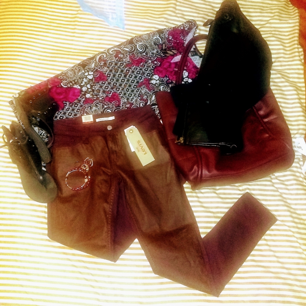 2 tone Pleather front & softest back maroon brown